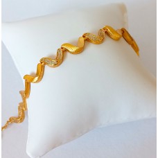 Ασημένιο βραχιόλι επίχρυσο κυματιστό με πέτρες (SB24)